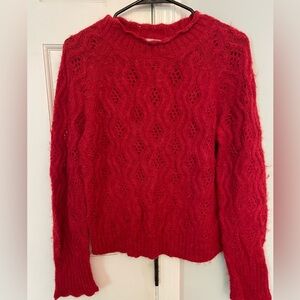 J.Crew women’s red pointelle scallop trim sweater size small
